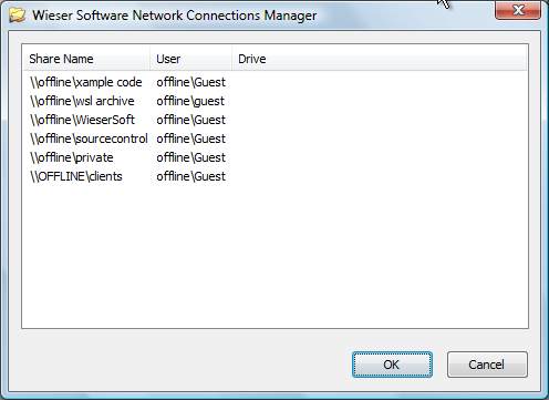 Autoshares Network Connection Manager Configuration