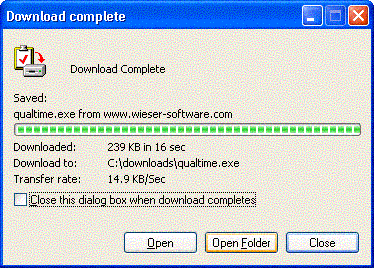Download complete dialog box