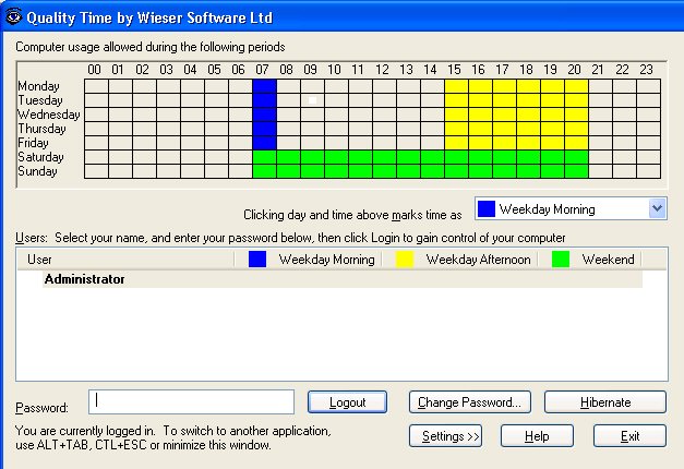 Logged in screen shot