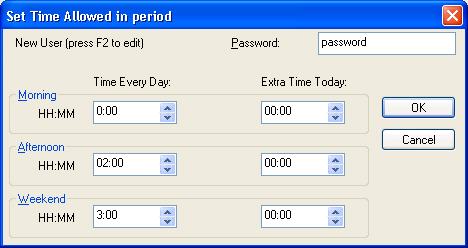 Set time allowed dialog