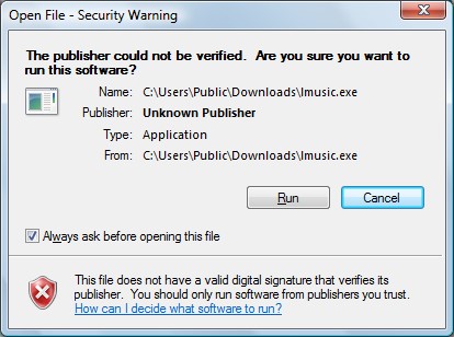 Security Warning Shown for Open File