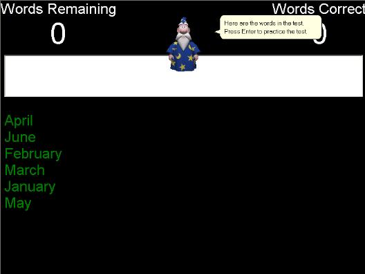 Articulate Spelling screen for students