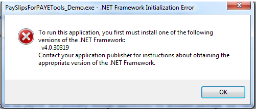 Net Framework Initialization Error
