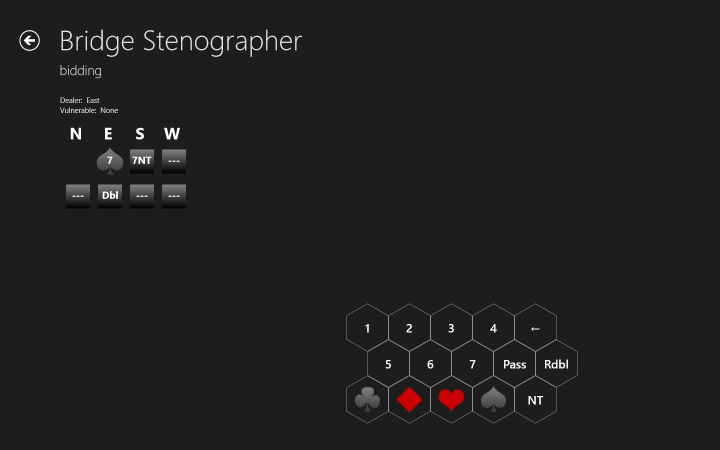 bidding screen for bridge stenographer for Windows 8