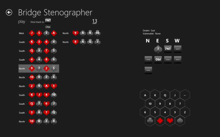 play screen for bridge stenographer for Windows 8