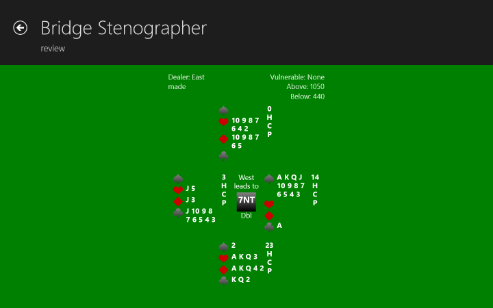 review screen for bridge stenographer for Windows 8