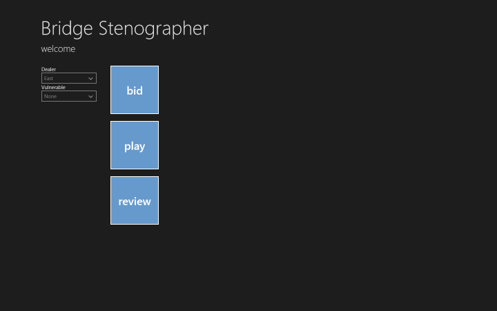 welcome screen for bridge stenographer for Windows 8