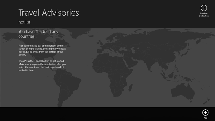 Travel Advisories for Windows 8
